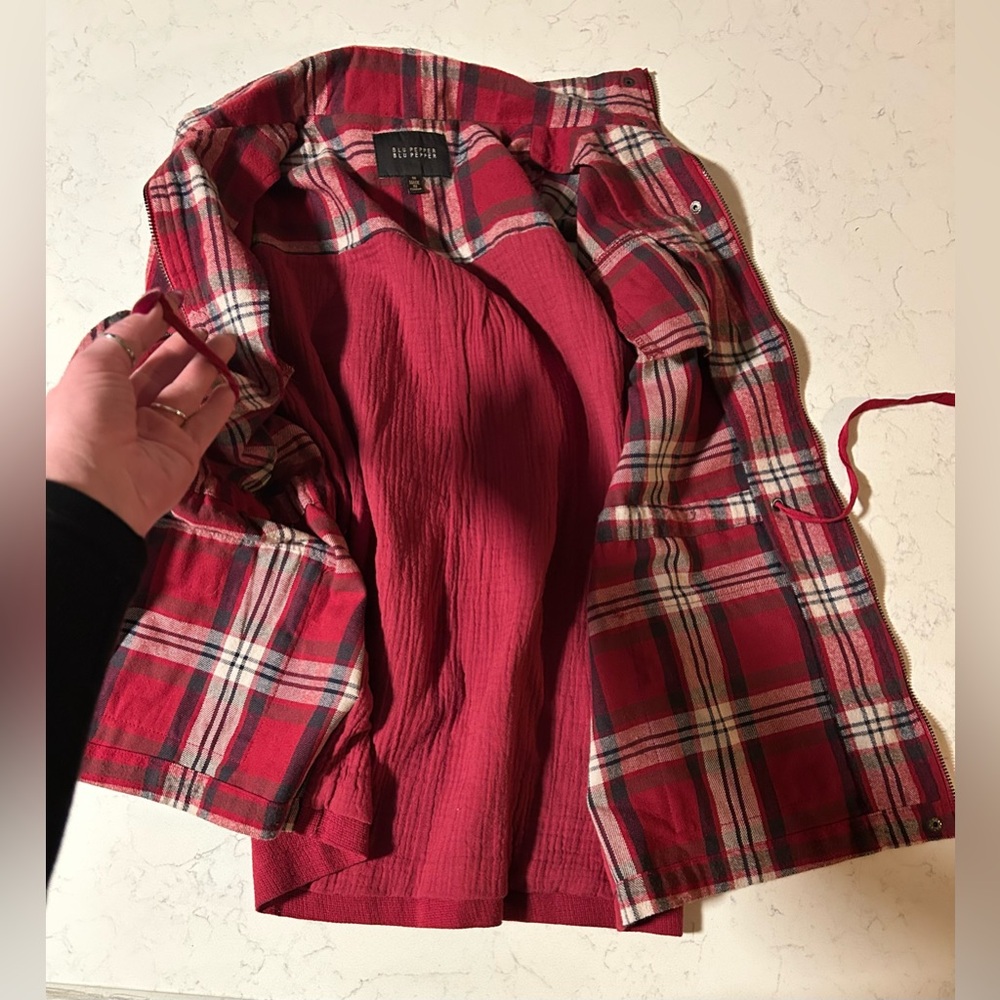 Like New Blu Pepper Aztec Embroidered Plaid Flannel Women’s Vest Size Medium - Picture 6 of 16